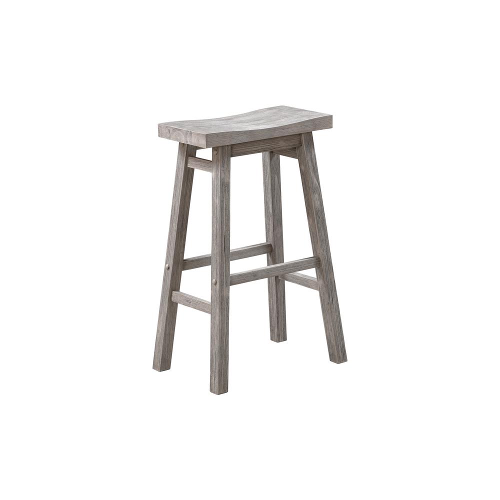 Sonoma Backless Saddle Bar Stools - Storm Gray Wire-Brush - Set of 2