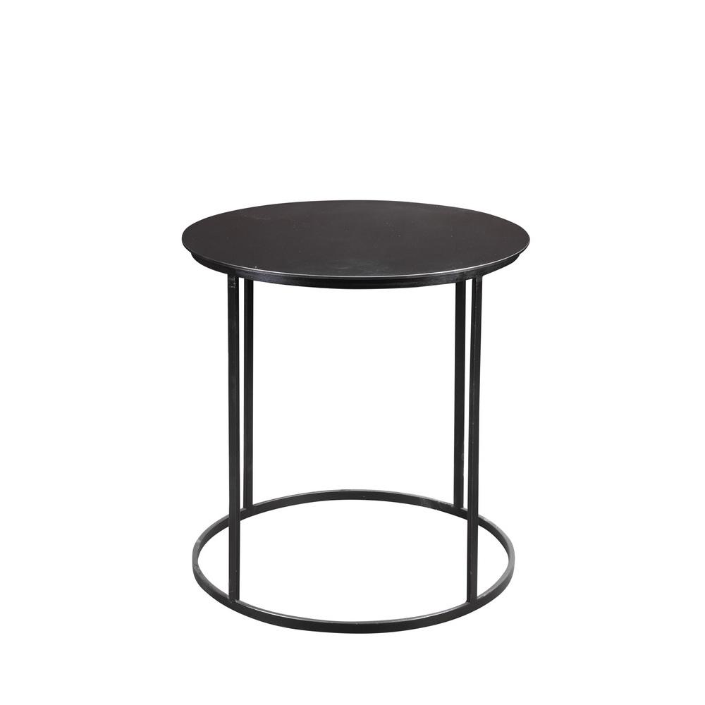 Landon Round Metal End Table - Dark Brown Finish
