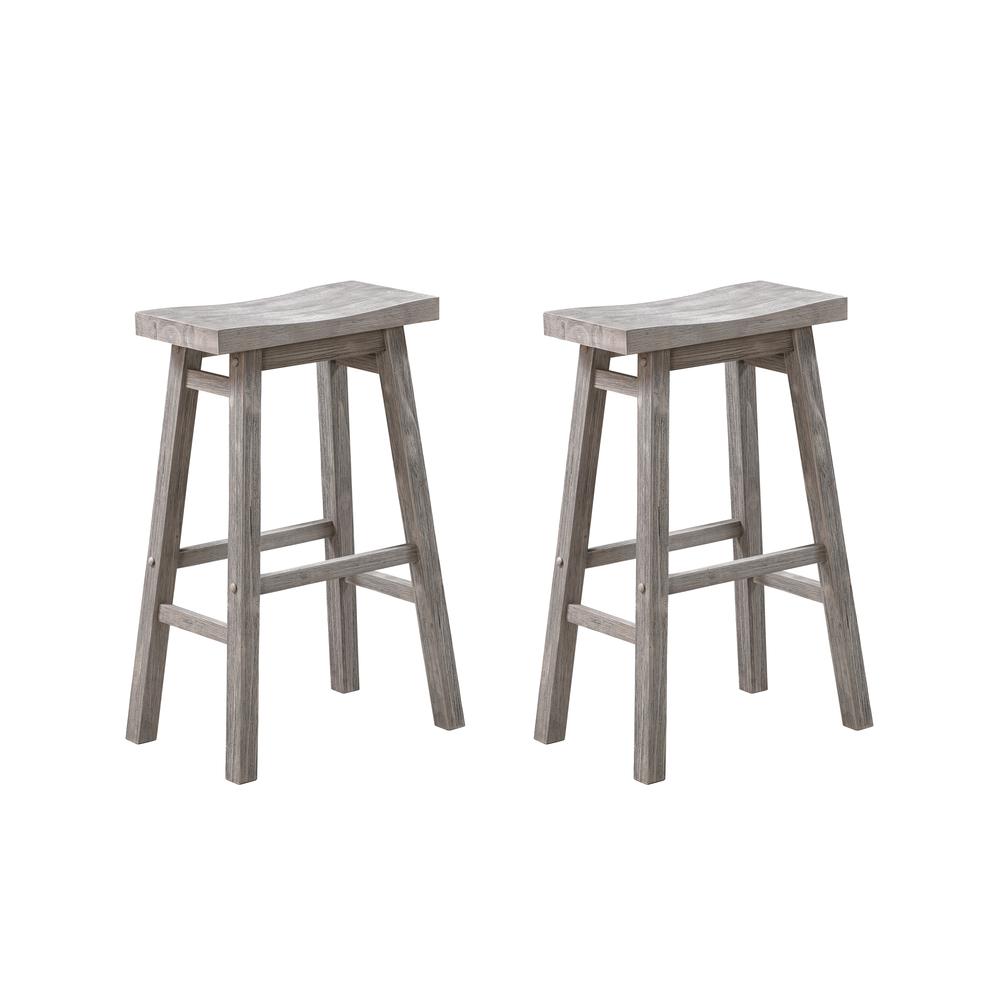 Sonoma Backless Saddle Bar Stools - Storm Gray Wire-Brush - Set of 2