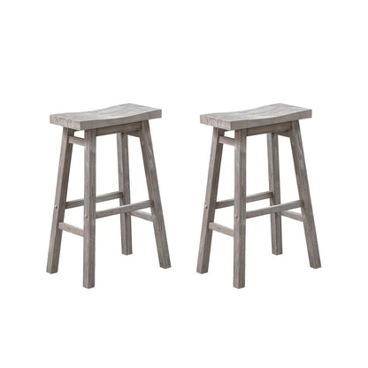 Sonoma Backless Saddle Bar Stools - Storm Gray Wire-Brush - Set of 2