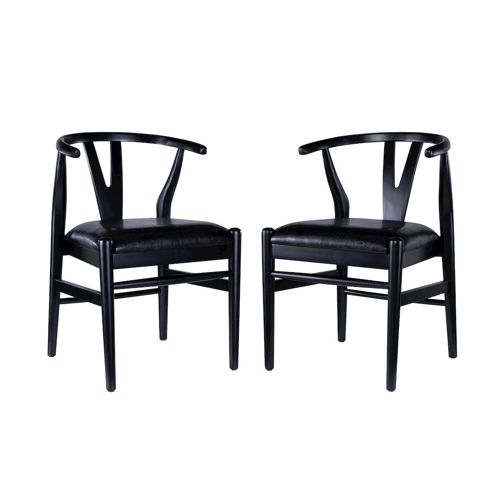 Wishbone Dining Chairs - Set of 2 - Black Finish