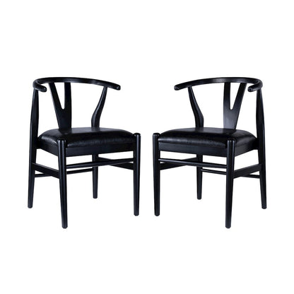 Wishbone Dining Chairs - Set of 2 - Black Finish