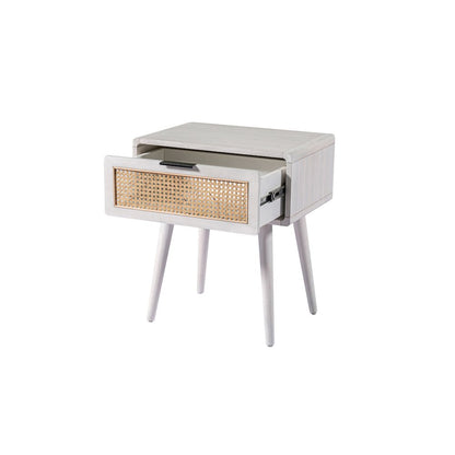 Cambria End Table - Zebrano Whitewash/Natural Cane