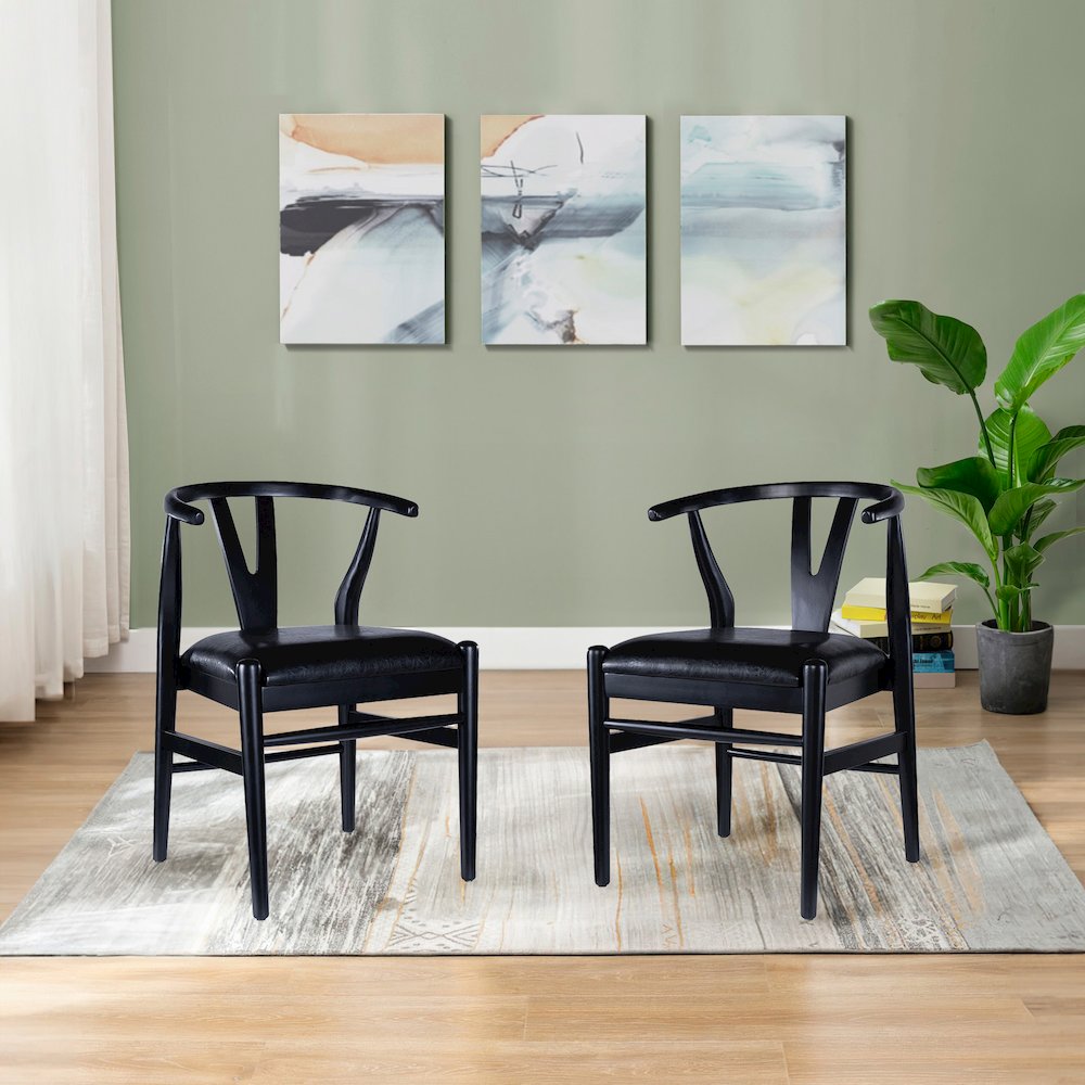 Wishbone Dining Chairs - Set of 2 - Black Finish