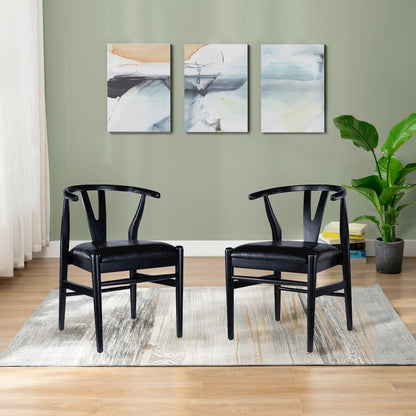 Wishbone Dining Chairs - Set of 2 - Black Finish