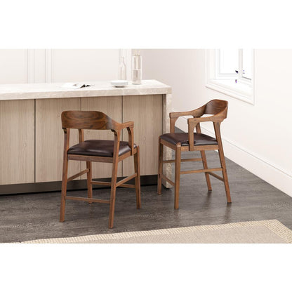 Rasmus Wood Counter Stool - Chestnut Wire-Brush Finish