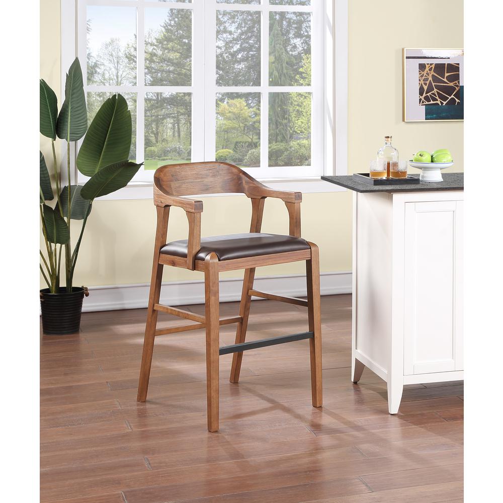 Rasmus Wood Bar Stool - Chestnut Wire-Brush Finish