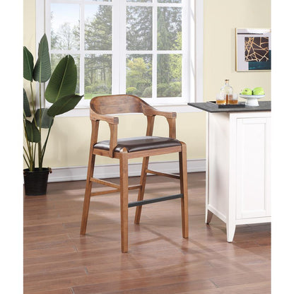 Rasmus Wood Bar Stool - Chestnut Wire-Brush Finish