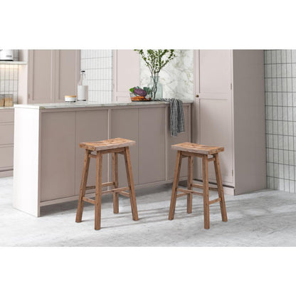 Sonoma Backless Saddle Bar Stools - Barnwood Wire-Brush - Set of 2