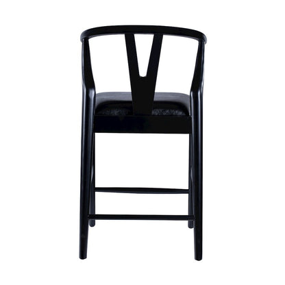 Wishbone Counter Height Kitchen Bar Stool - Black Finish