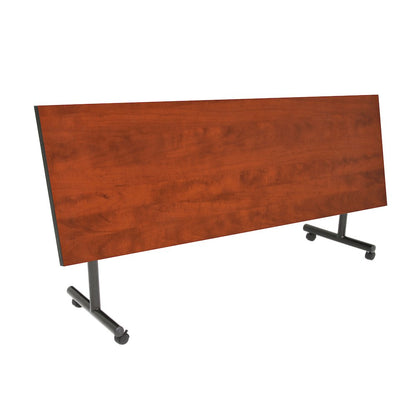 84 x 24 in. Flip-Top Privacy Nesting Table- Cherry, 3 Zeng Stack Chairs- Grey