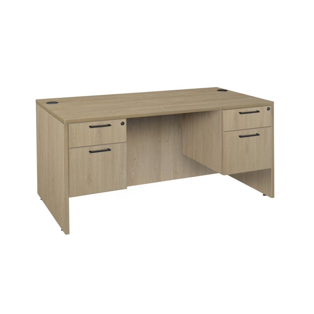 60 x 30 in. Office Desk with Double Pedestal Drawer Unit- Noble Oak