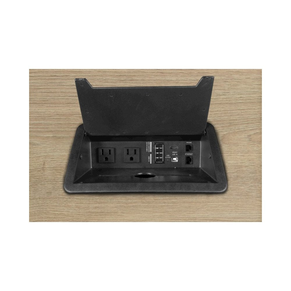 24 ft Racetrack Laminate Conference Table with 4 Charging Ports- Noble Oak