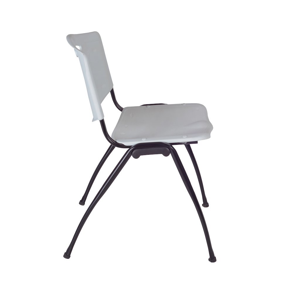 42 in Square Breakroom Table- Cherry Top, Chrome Legs, 4 M Stack Chairs- Grey