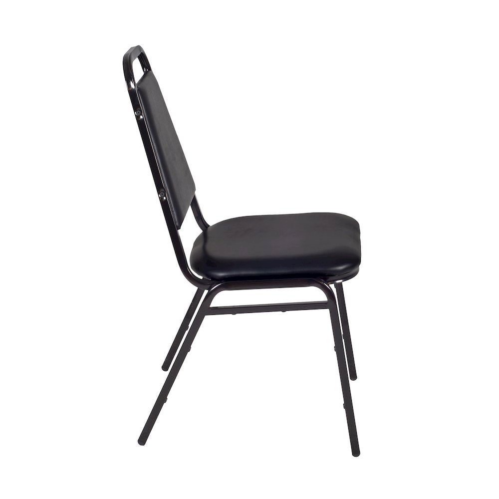 42 Square Breakroom Table- Grey Top, Black Base & 4 Stack Chairs- Black