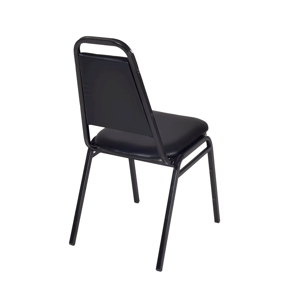 42 Square Breakroom Table- Grey Top, Black Base & 4 Stack Chairs- Black