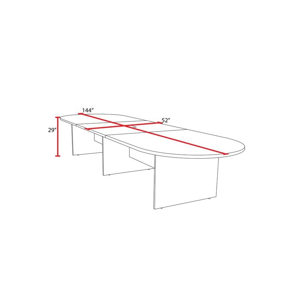 12 ft. Racetrack Laminate Conference Table with Charging Port- Noble Oak