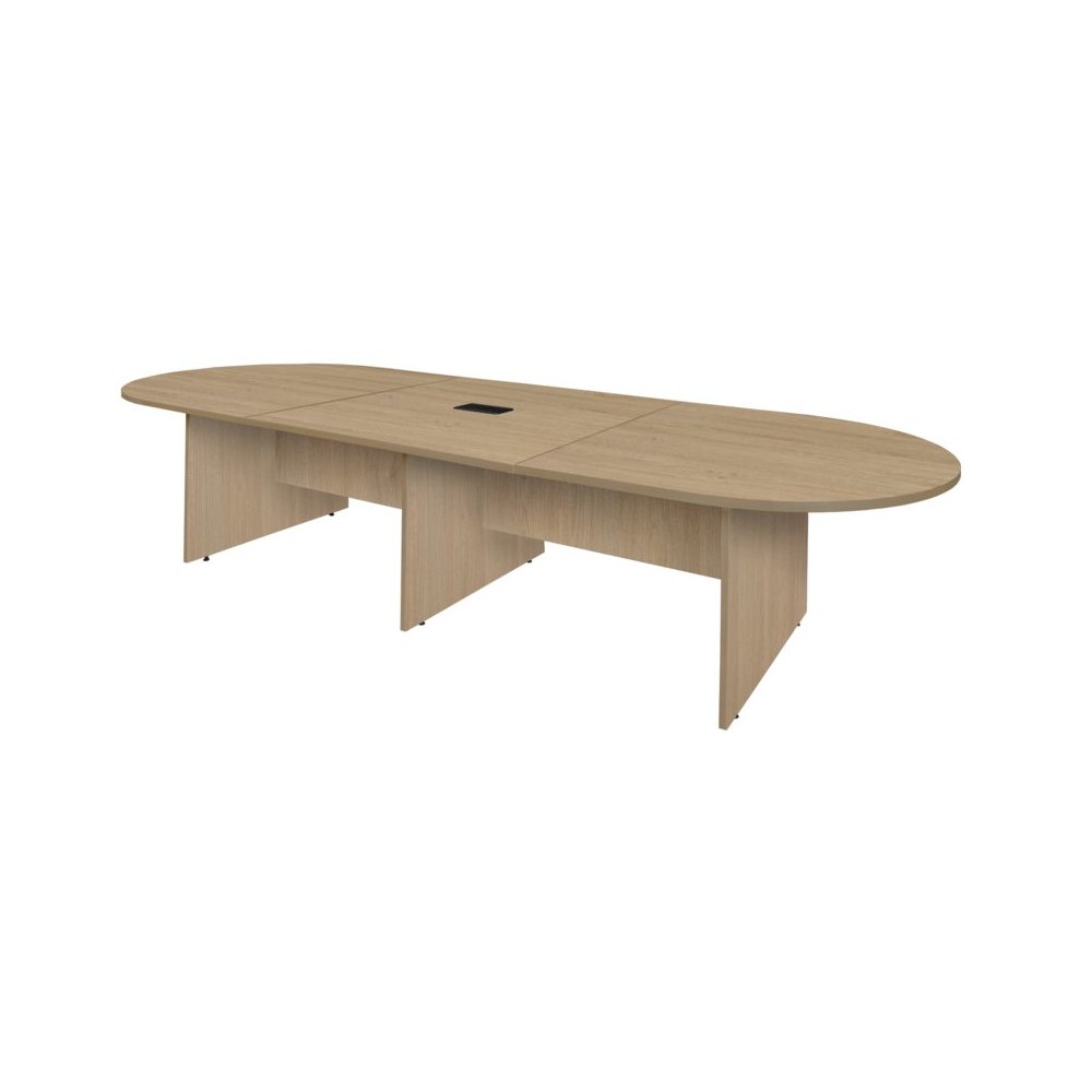 12 ft. Racetrack Laminate Conference Table with Charging Port- Noble Oak