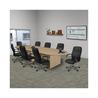 12 ft. Racetrack Laminate Conference Table with Charging Port- Noble Oak