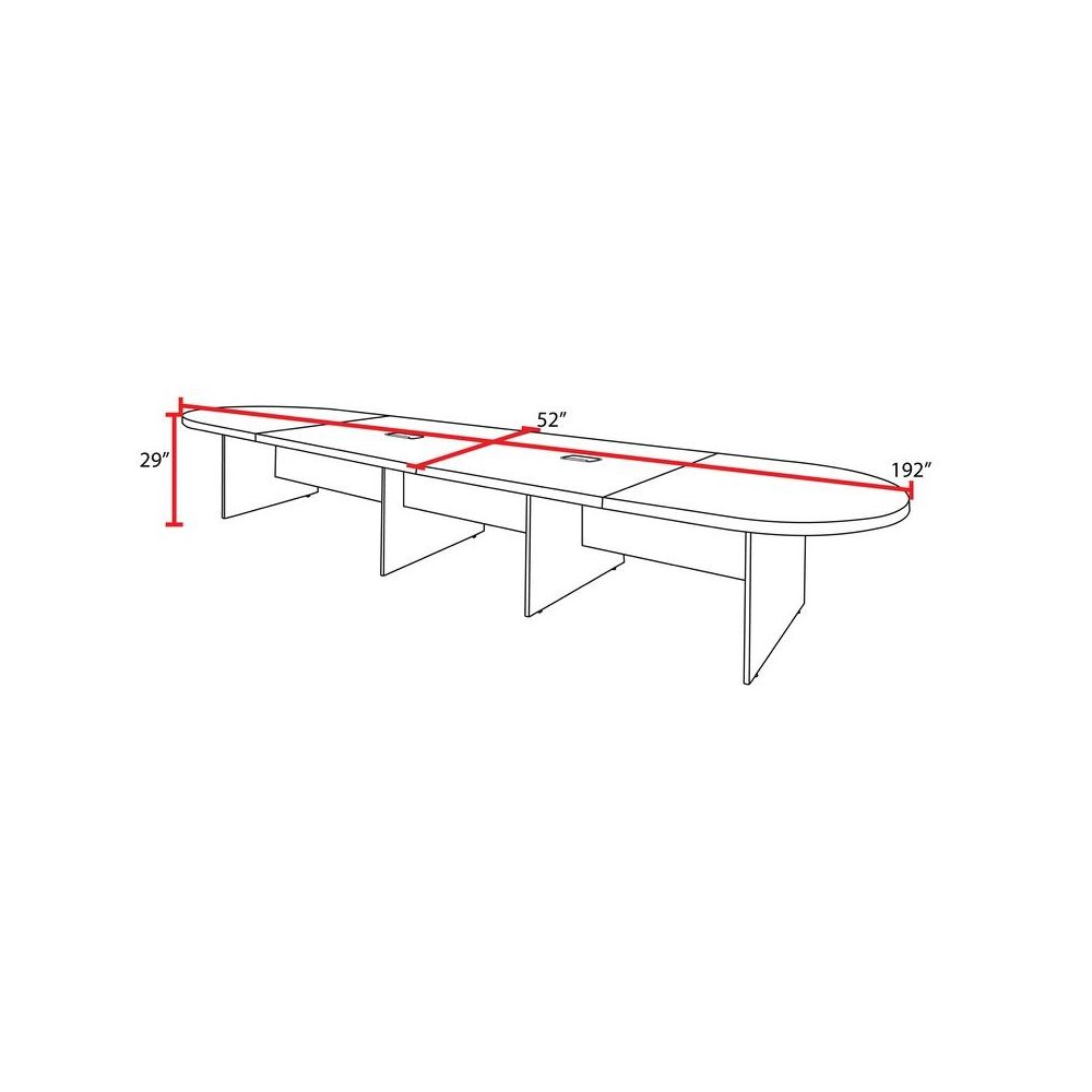 16 ft Racetrack Laminate Conference Table with 2 Charging Ports- Noble Oak