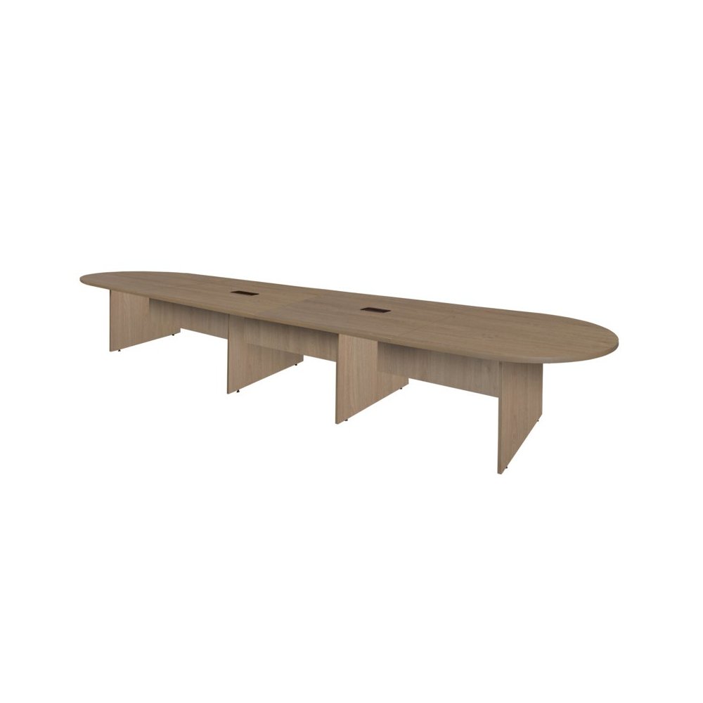 16 ft Racetrack Laminate Conference Table with 2 Charging Ports- Noble Oak