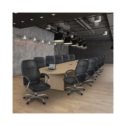 16 ft Racetrack Laminate Conference Table with 2 Charging Ports- Noble Oak