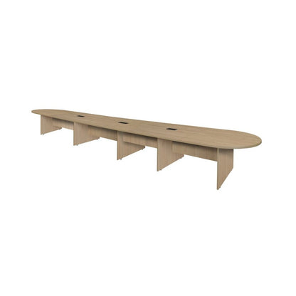 20 ft Racetrack Laminate Conference Table with 3 Charging Ports- Noble Oak