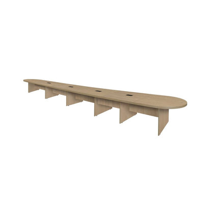 24 ft Racetrack Laminate Conference Table with 4 Charging Ports- Noble Oak
