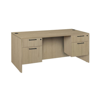 66 x 30 in. Office Desk with Double Pedestal Drawer Unit- Noble Oak