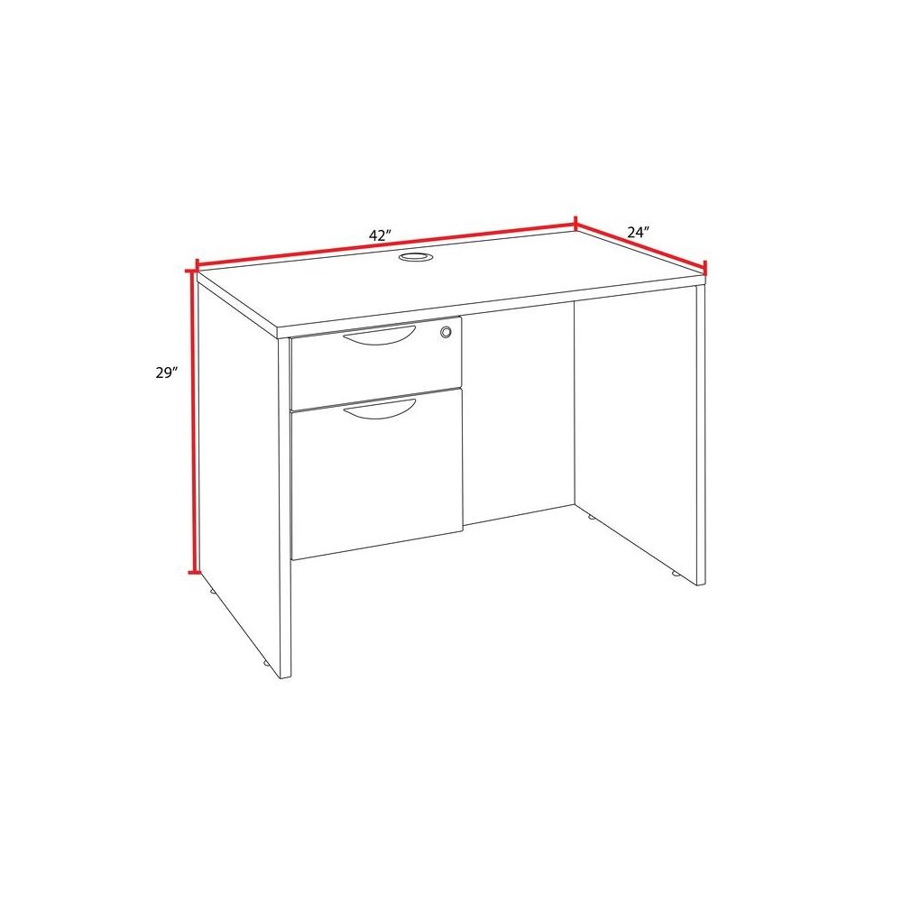 42 x 24 in. Executive Desk with Single Pedestal Drawer Unit- Noble Oak
