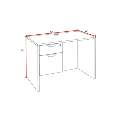 42 x 24 in. Executive Desk with Single Pedestal Drawer Unit- Noble Oak