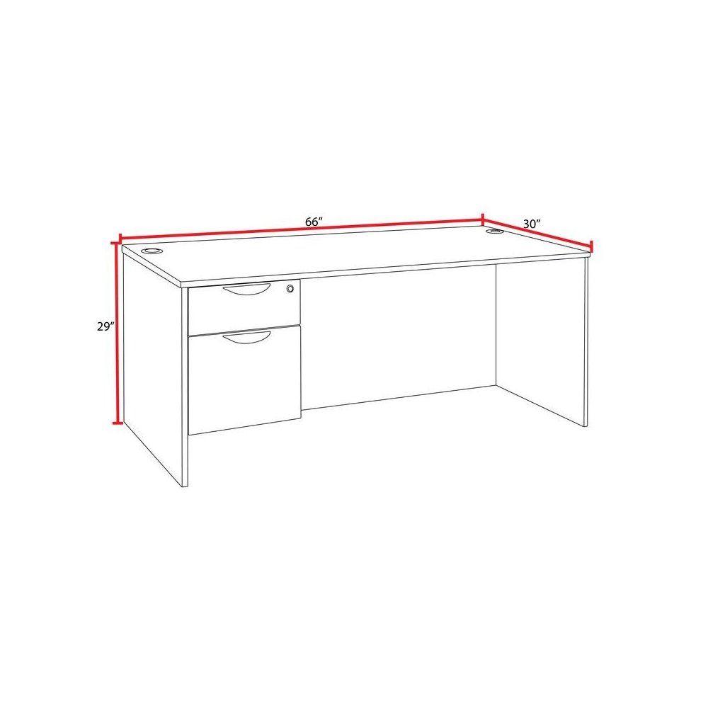 66 x 30 in. Executive Desk with Single Pedestal Drawer Unit- Noble Oak