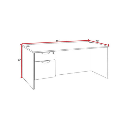 66 x 30 in. Executive Desk with Single Pedestal Drawer Unit- Noble Oak
