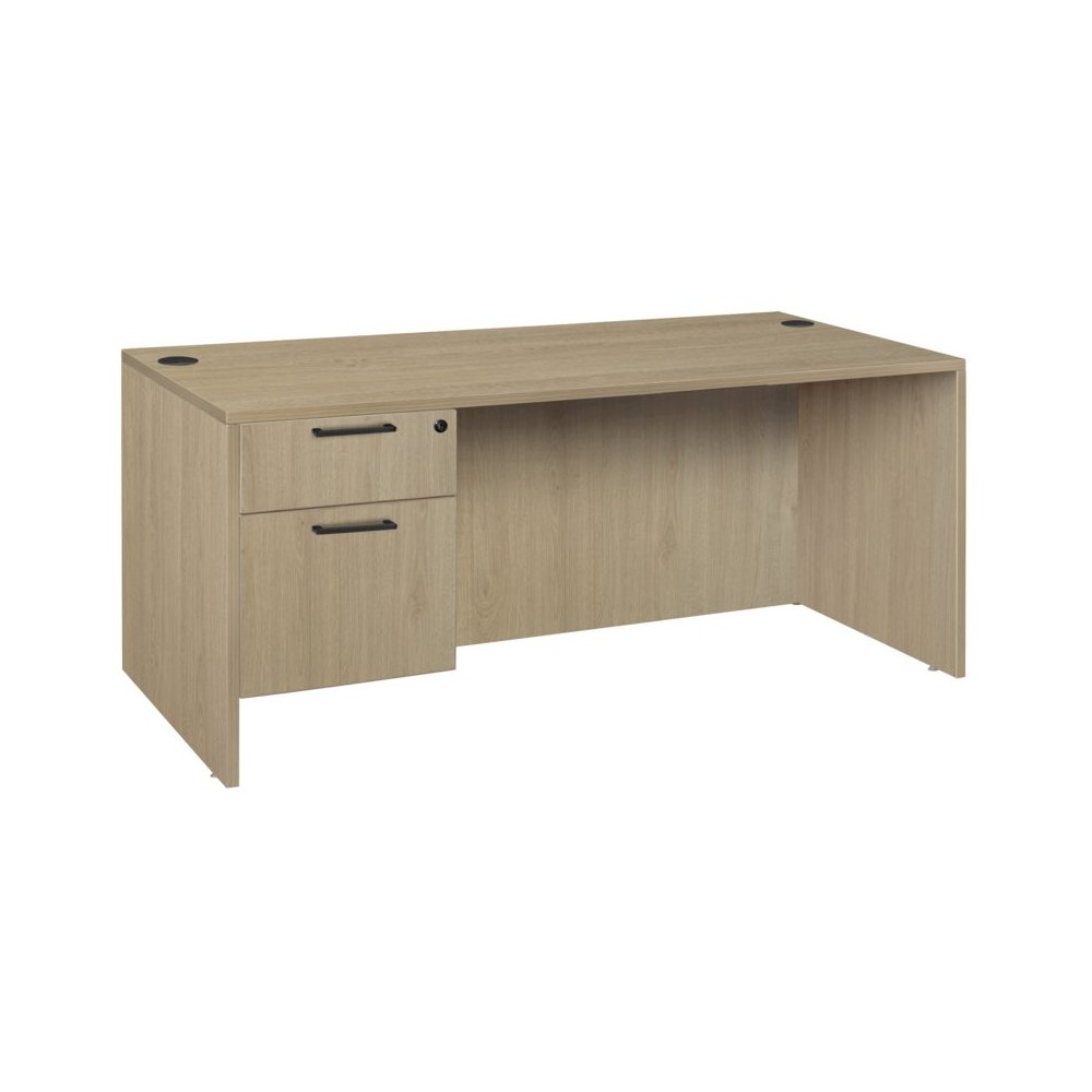 66 x 30 in. Executive Desk with Single Pedestal Drawer Unit- Noble Oak