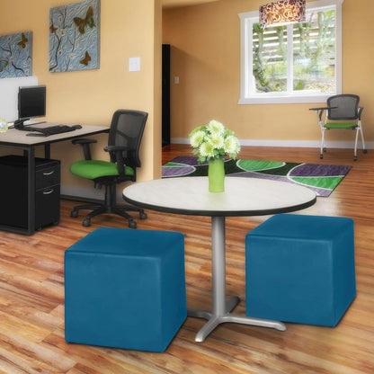 Jean Square Vinyl Ottoman (Set of 2)- Peacock Teal
