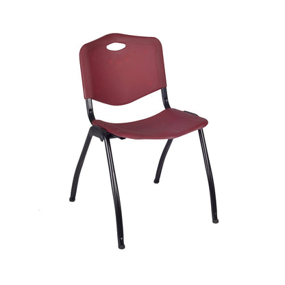 42 in Square Breakroom Table- Cherry Top, Black Legs, 4 M Stack Chairs- Burgundy