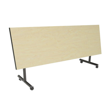 84 x 24 in. Flip-Top Privacy Nesting Table- Maple, 3 M Stack Chairs- Burgundy