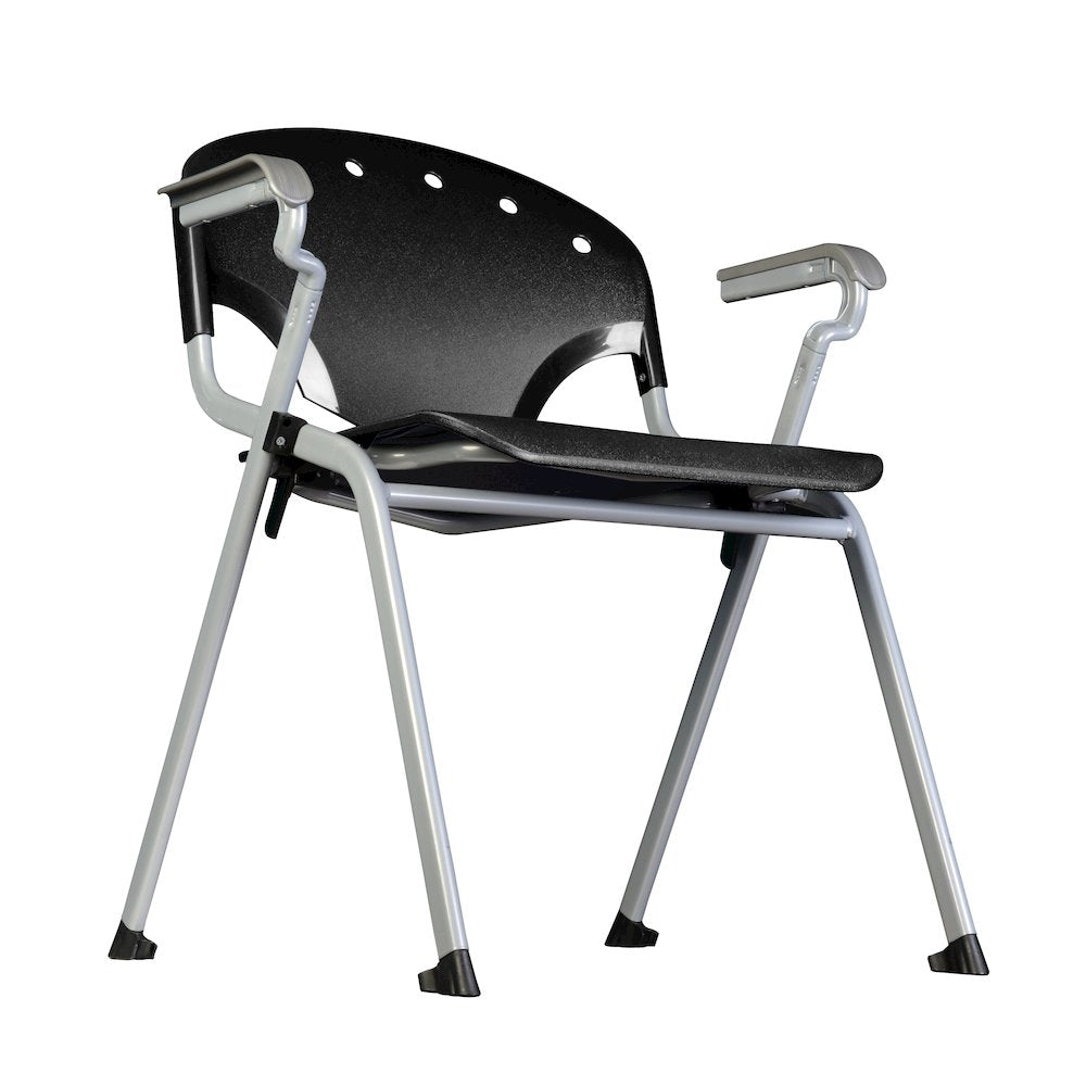Rico Classroom Training Stack Chair with Arms - Black - 11 Pack