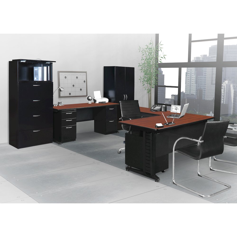 Fusion 66" x 24" Double Pedestal Desk- Cherry