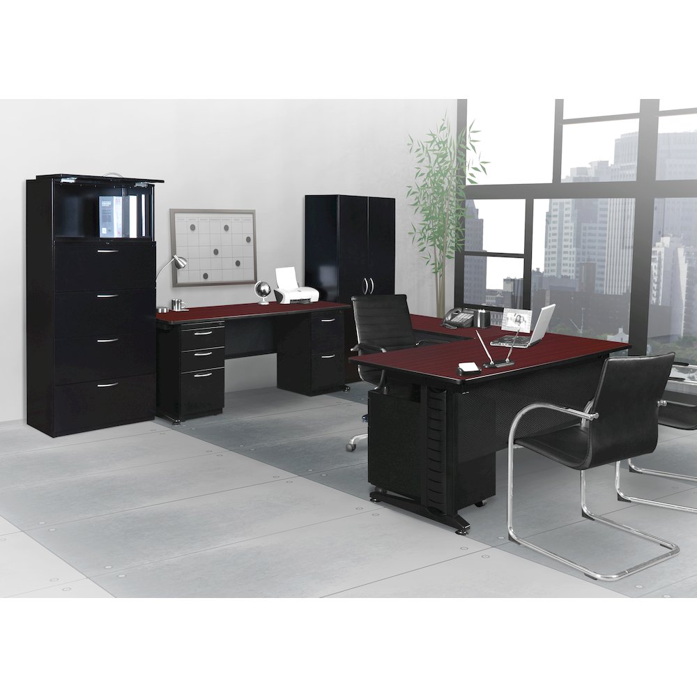 Fusion 66" x 24" Double Pedestal Desk- Mahogany