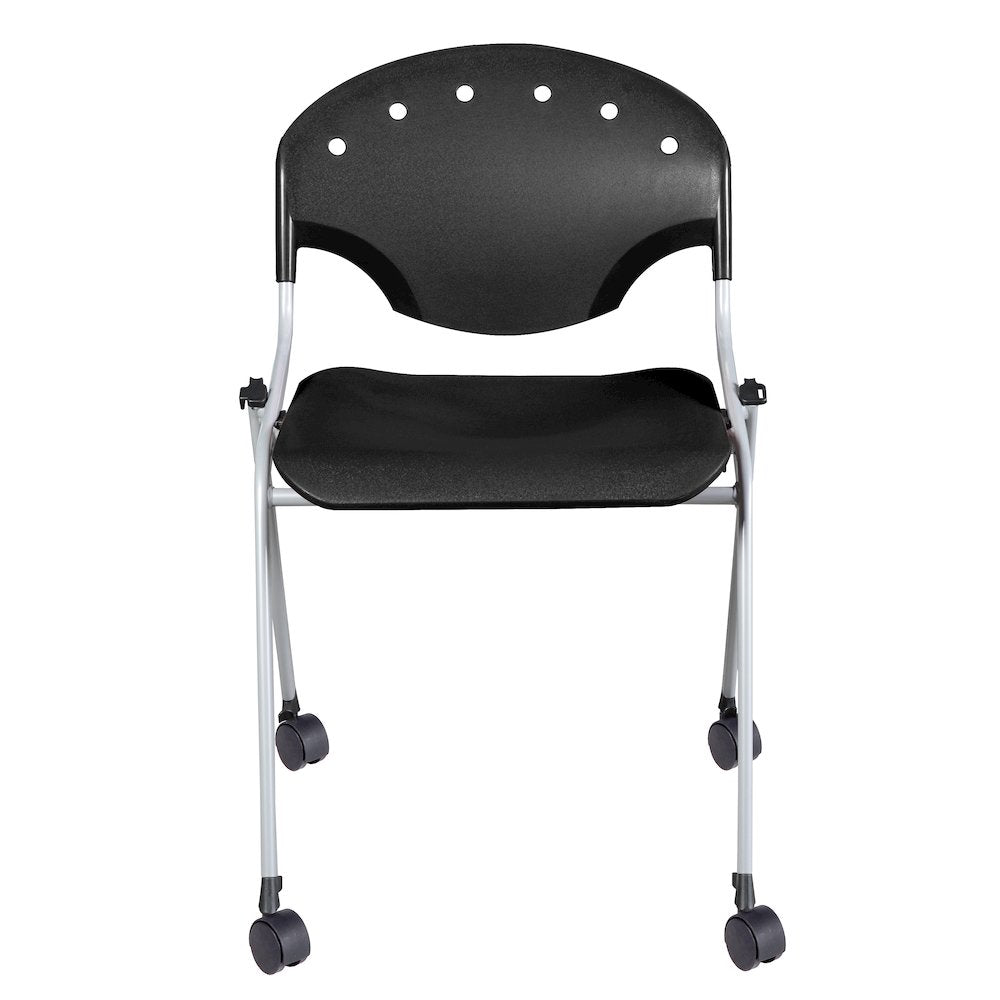 Rico Classroom Training Mobile Stack Chair Armless - Black - 11 Pack