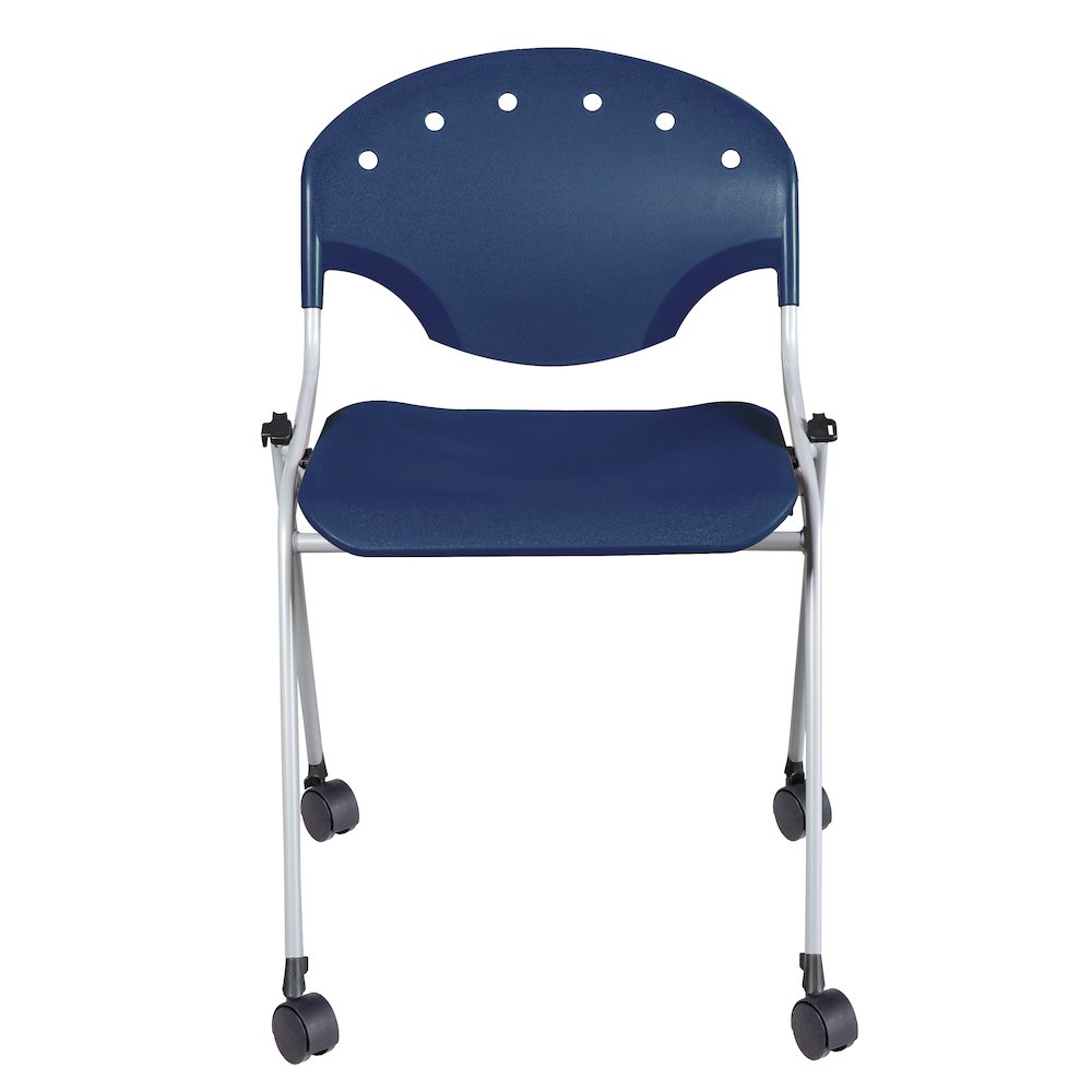 Rico Classroom Training Mobile Stack Chair Armless - Navy Blue - 11 Pack