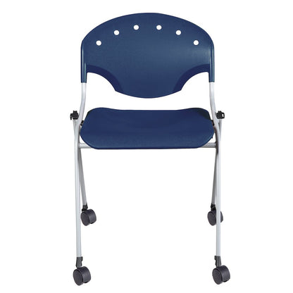 Rico Classroom Training Mobile Stack Chair Armless - Navy Blue - 11 Pack