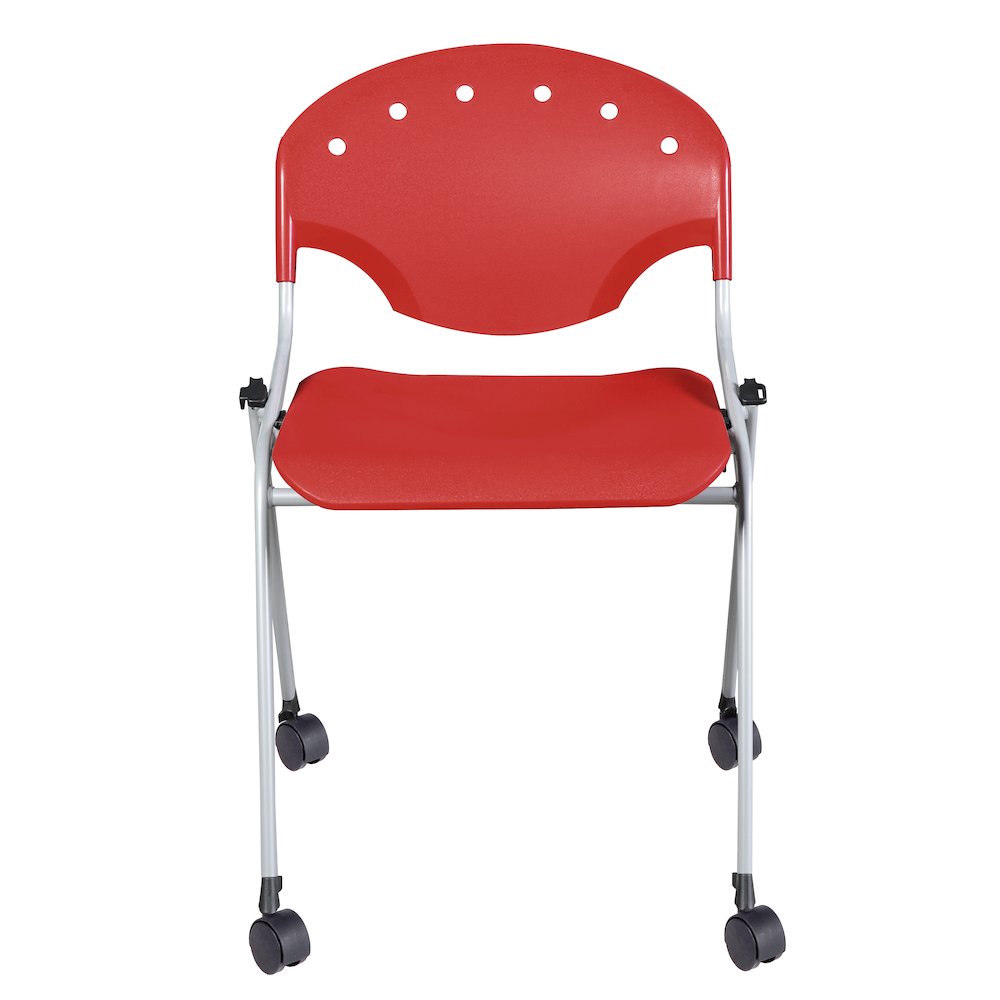 Rico Classroom Training Mobile Stack Chair Armless - Red - 11 Pack