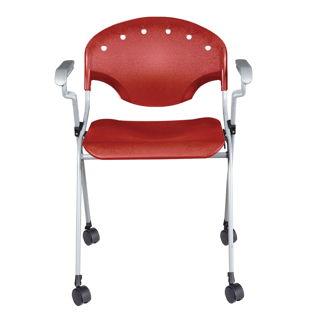 Rico Classroom Training Mobile Stack Chair with Arms - Red - 11 Pack