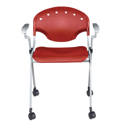 Rico Classroom Training Mobile Stack Chair with Arms - Red - 11 Pack