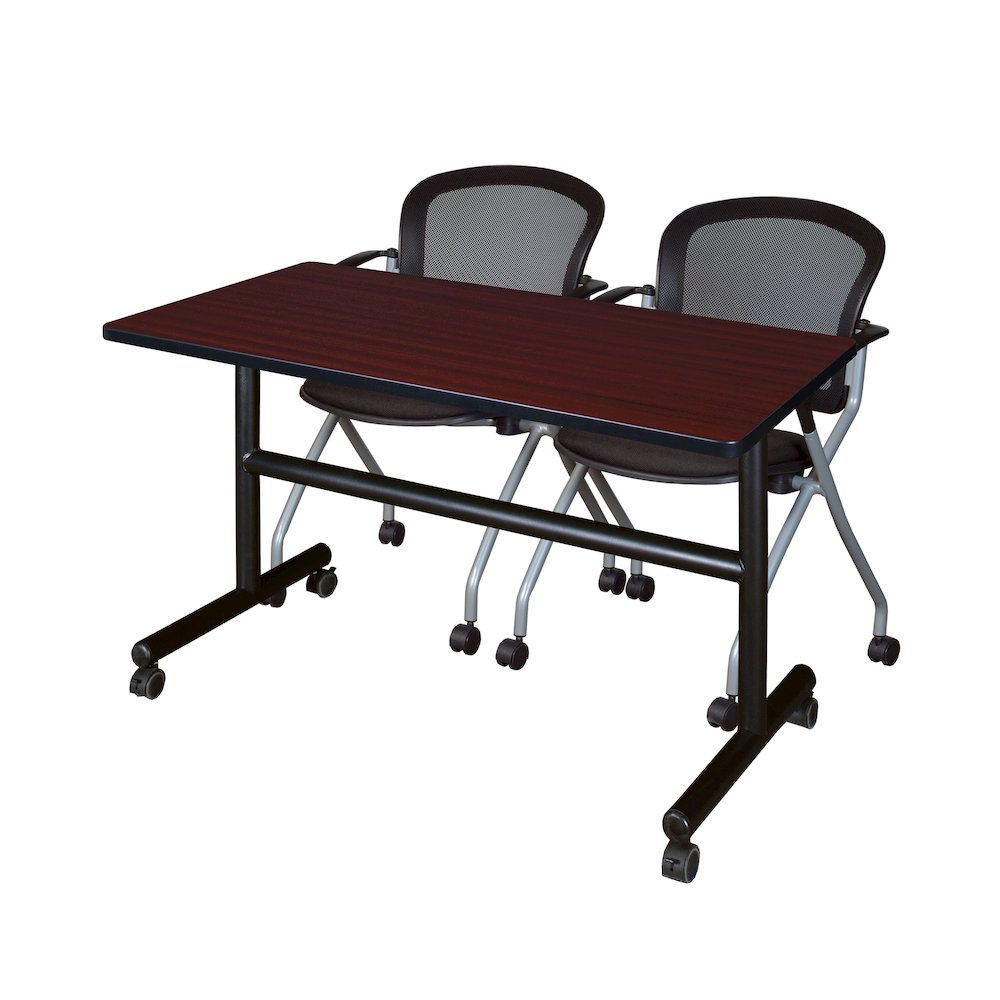 48 x 30 in. Flip-Top Training Nesting Table- Mahogany, 2 Cadence Nesting Chairs