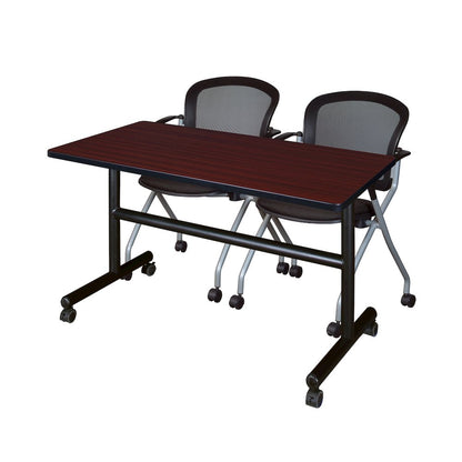 48 x 30 in. Flip-Top Training Nesting Table- Mahogany, 2 Cadence Nesting Chairs