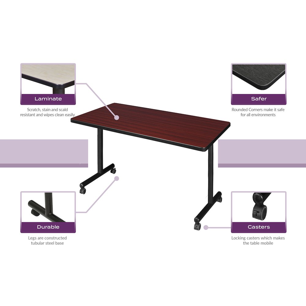 42 x 30 in. Mobile T-Base Training Seminar Table- Grey