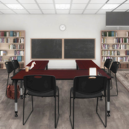 60 x 30 in. Height Adjustable Classroom Activity Table- Mahogany